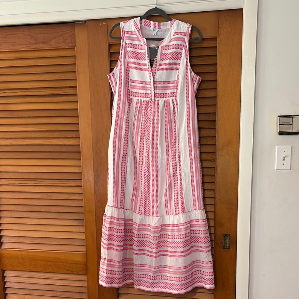 Pink and White Sleeveless Maxi Dress by Crown & Ivy